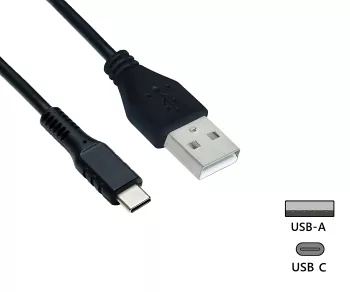 USB Typ C auf A Ladekabel, USB Typ C auf A Stecker, 5V, 3A, OD: 4,5mm, schwarz, DINIC Box mit Euroloch, 1m